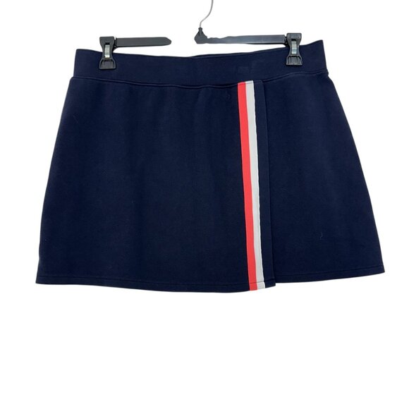 T By Talbots Womens Navy Tech Pique Wrap Skort Coral & White Stripe SZ Large - Picture 8 of 10